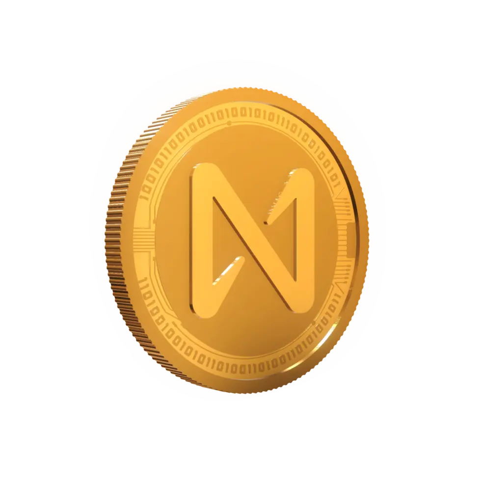 NEAR Protocol cryptocurrency coin with a golden finish and the letter 'N'.