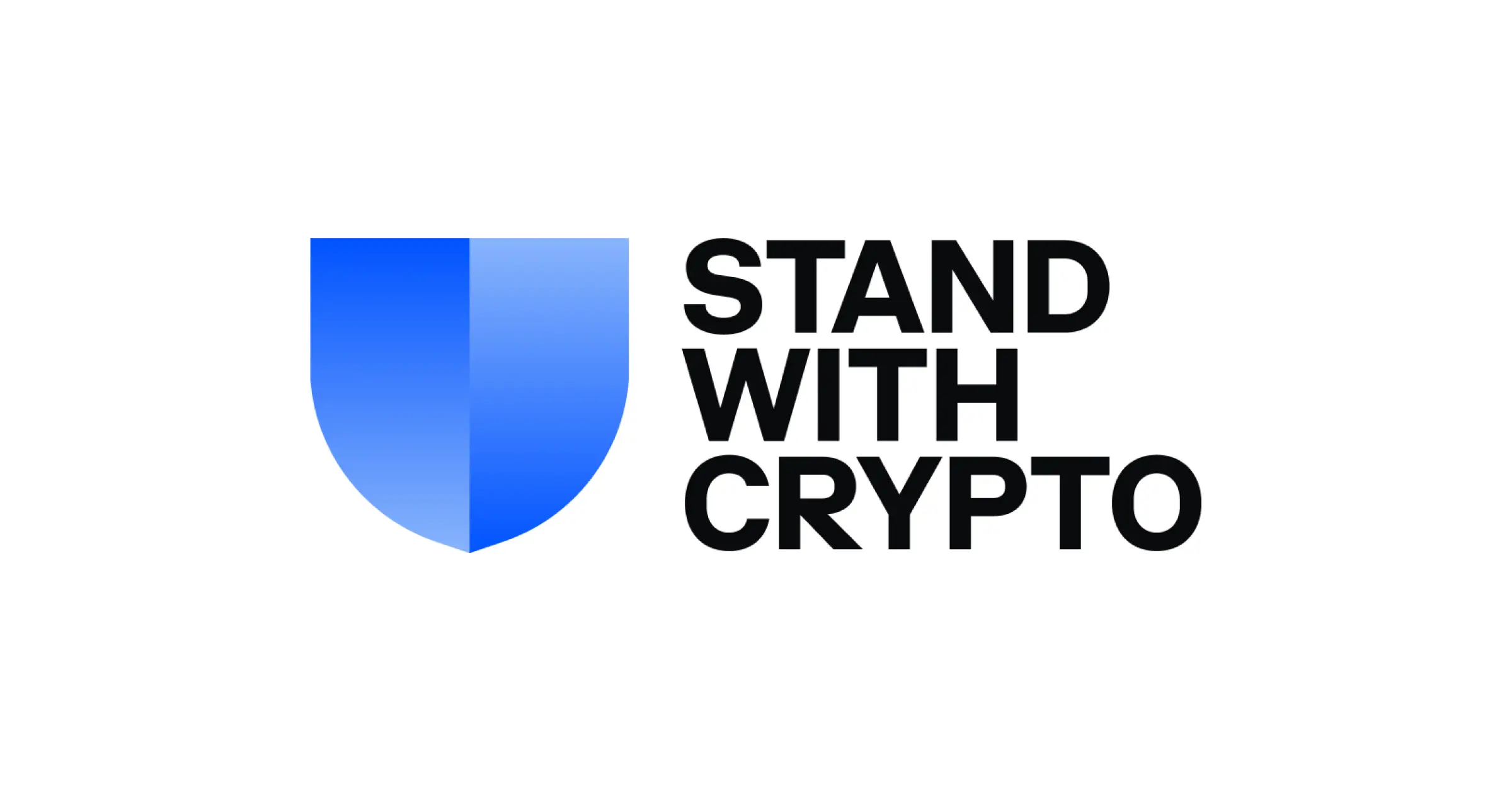 Logo of the Stand With Crypto campaign featuring a blue shield and text.