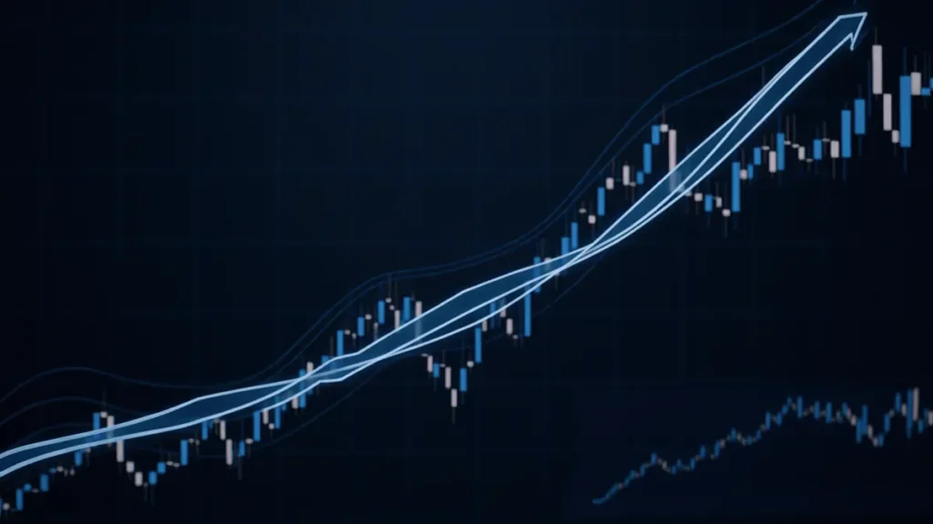 Graphique montrant une tendance haussière progressive et stable pour le marché crypto institutionnel