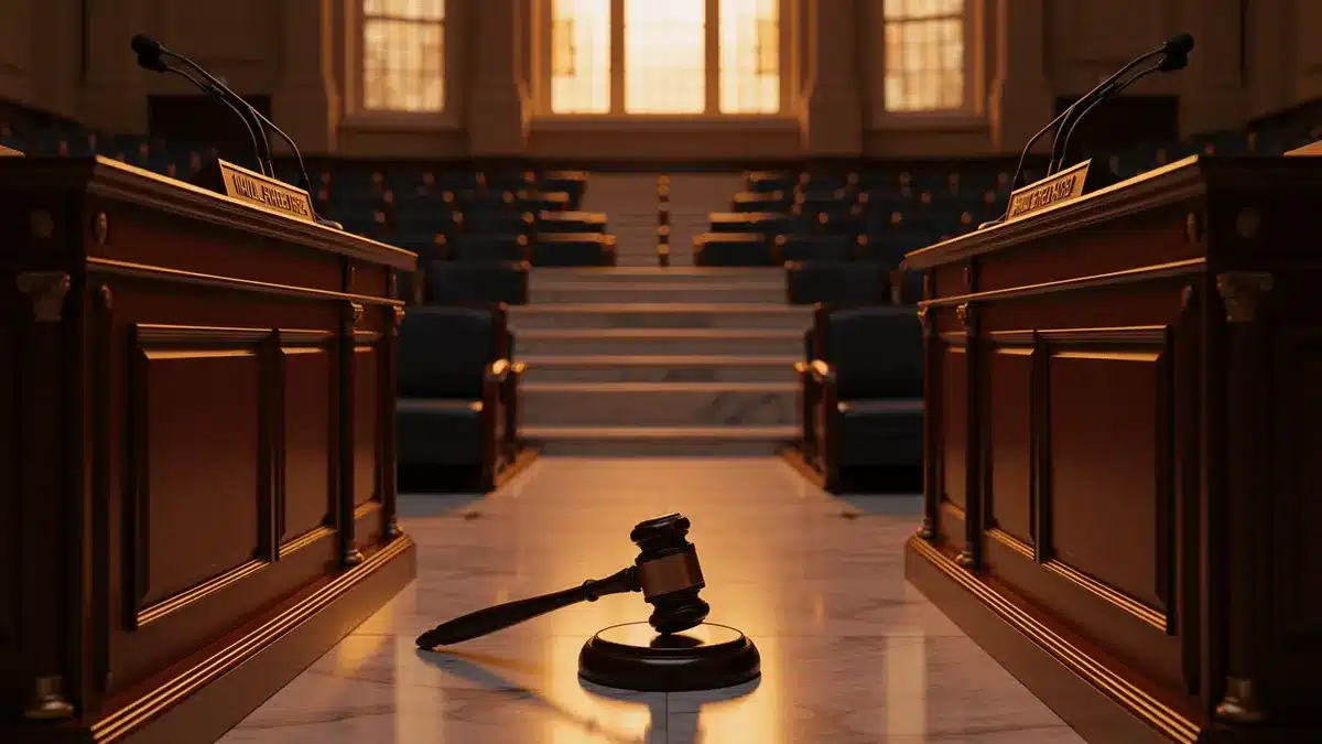 US Senate chamber with bipartisan desks and judicial gavel symbolizing political unity on justice
